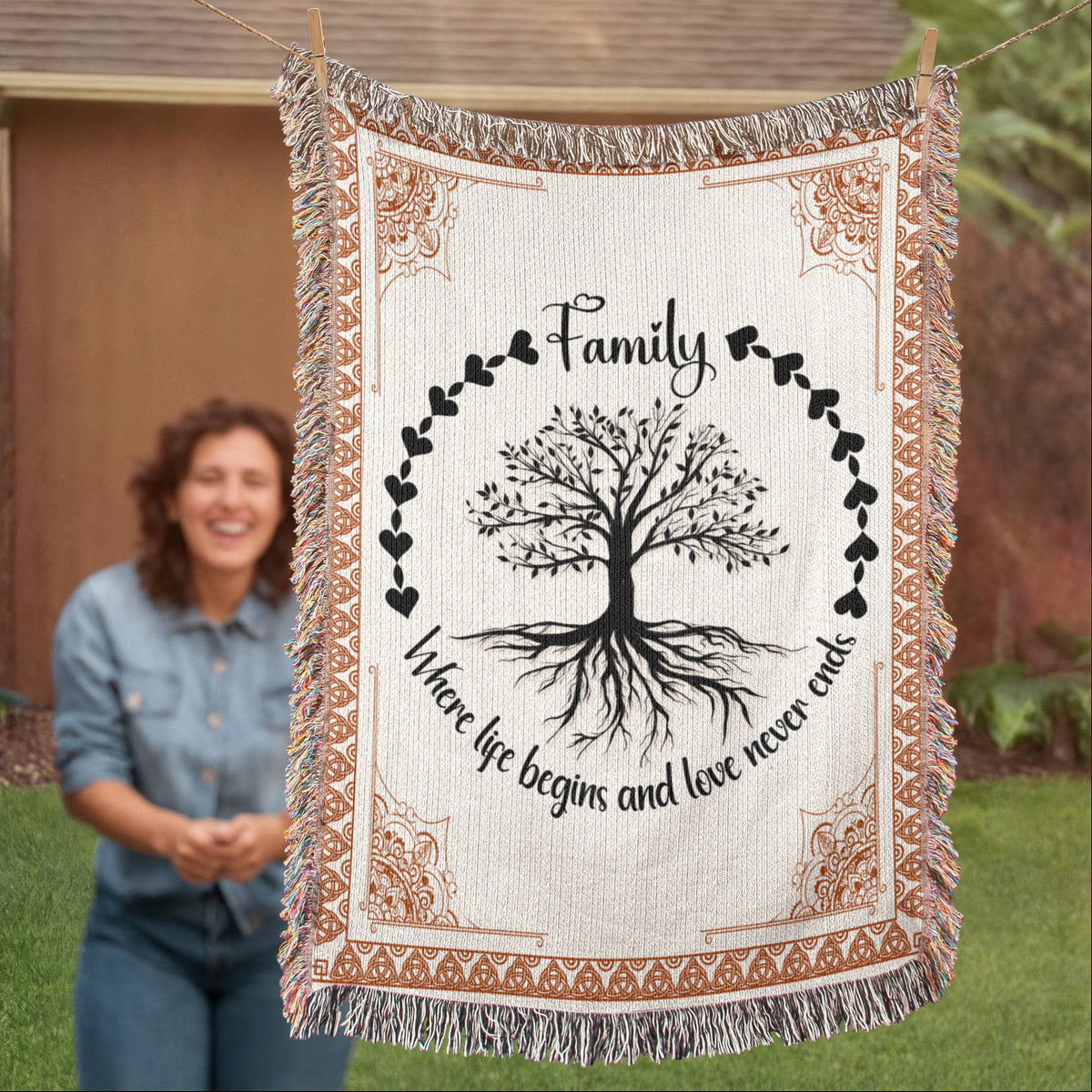 Family Roots - Celtic Tree Woven Blanket