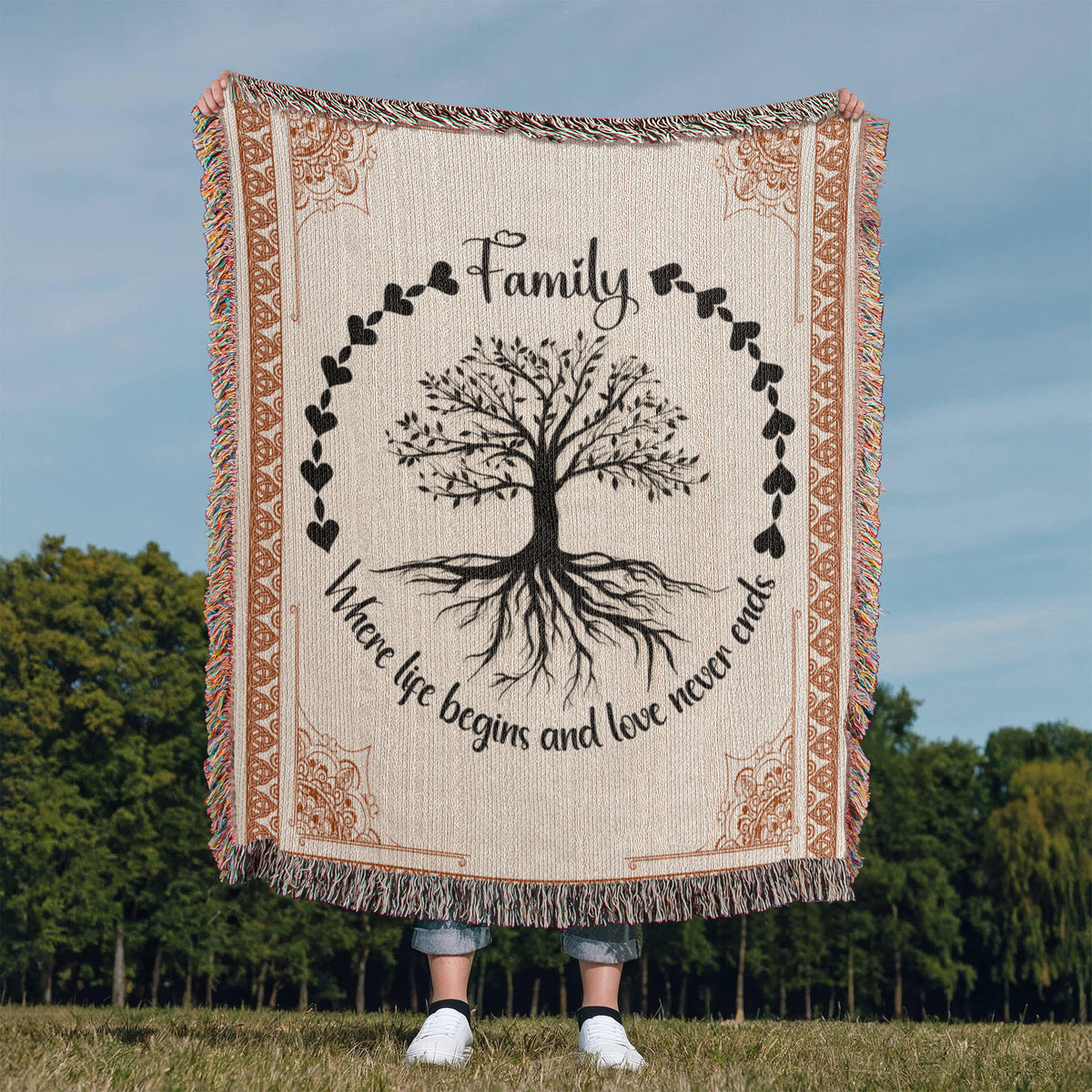 Family Roots - Celtic Tree Woven Blanket