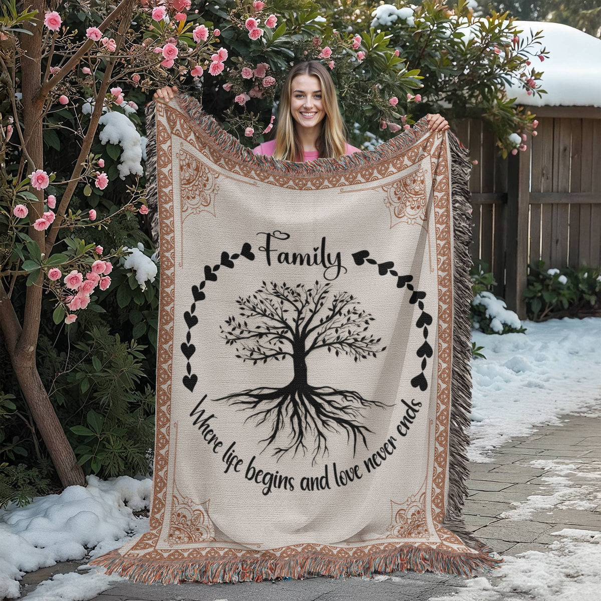 Family Roots - Celtic Tree Woven Blanket